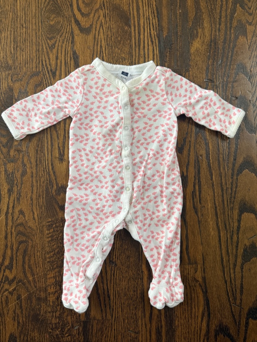Janie and Jack Pink Heart-Print Footed One-Piece